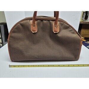 Vintage Atlantic Brown Travel Bag Leather Handle Brown Train Case Bag